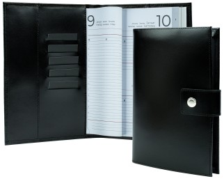 Buchkalender (auswechselbar) DIN A5 für 2026, Cambridge Top Grain Leder, schwarz